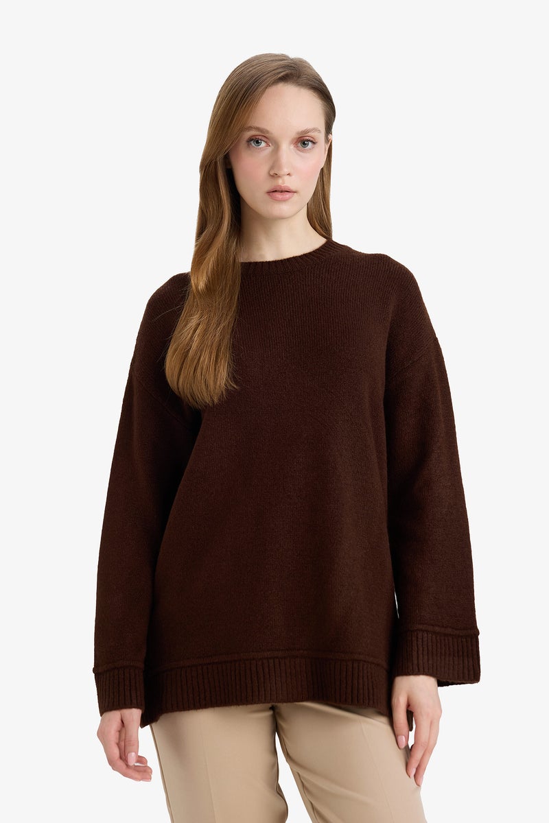 DeFacto Brown Woman Loose Fit Knitwear Tunic Casual - Image 3